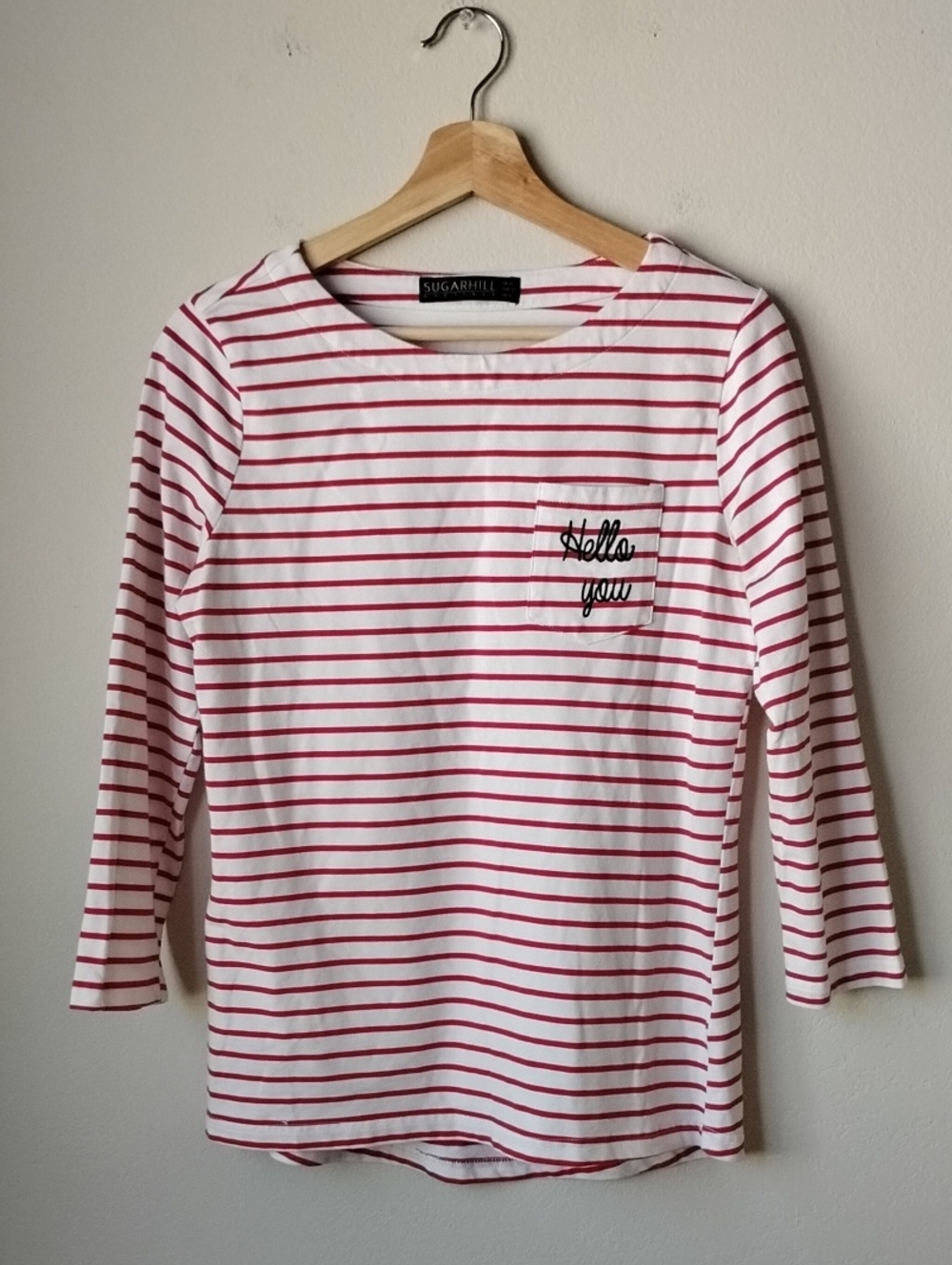 Sugarhill Boutique White & Red Striped Long-Sleeve Pocket Tee